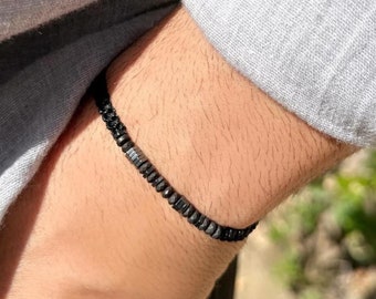 Bracelet code Morse personnalisé : bijoux commémoratifs en perles d'hématite