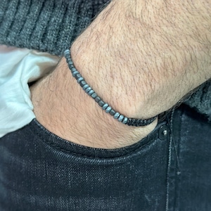 Morsecode Gedenkarmband: Hämatit Makramee 'Until We Must Have'