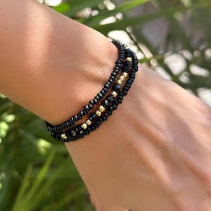 Bracciale commemorativo con codice Morse, braccialetto di perline con confezione regalo "Fino a quando non ci incontreremo di nuovo" per la perdita di una persona cara, gioielli in oro nero personalizzati per lui o per lei