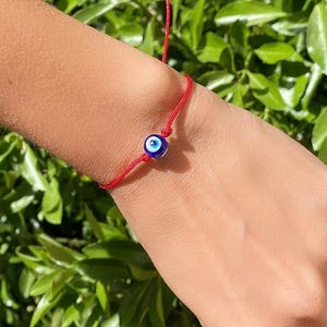Red String Evil Eye Bracelet: Murano Glass, Adjustable Protection Jewelry