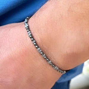 Morse Code Memorial Bracelet: Hematite Beads, Custom Loss Gift