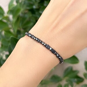 Personalized Morse Code Bracelet: Black Hematite Bead Memorial Jewelry