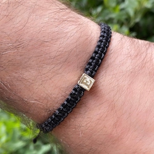 Pulsera de plata con inicial personalizada para hombre, pulsera con dije de letra para marido, pulsera grabada de regalo para marido, regalo personalizado para hombre, regalo para papá