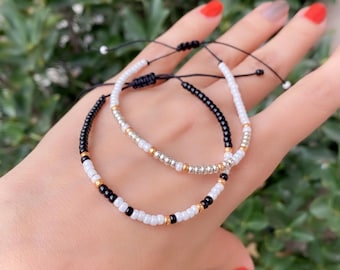 Set di braccialetti personalizzati con codice Morse, gioielli per coppie con perline.