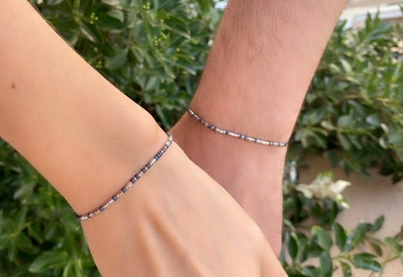 Custom Morse Code Couples Bracelet Set Personalized Name or Date