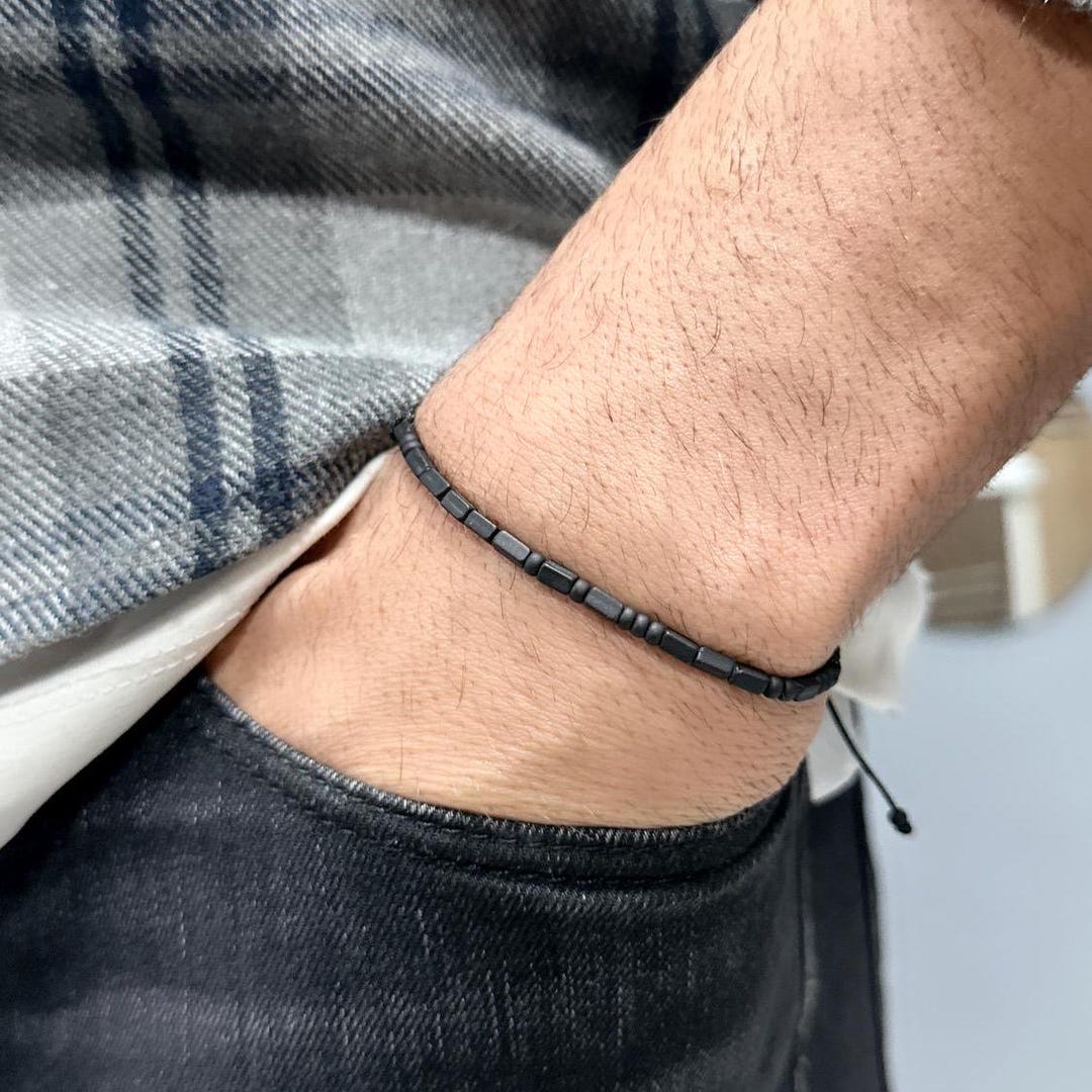 Custom Morse Code Memorial Bracelet: Black Onyx Beads, Hidden Message ...