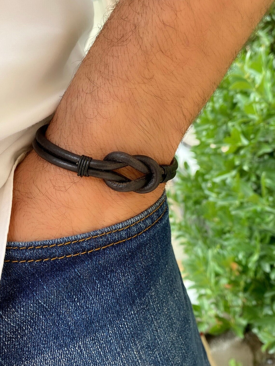 Men Leather Love Knot Bracelet Eternal Knot Bracelet Celtic Etsy