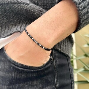 Morse Code Memorial Bracelet: Black Onyx Loss Remembrance Jewelry
