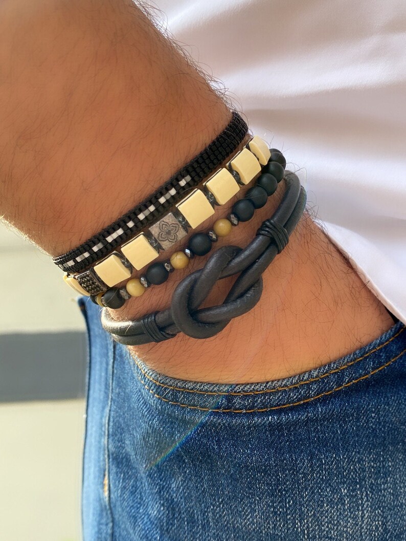 Men Leather Love Knot Bracelet Eternal Knot Bracelet Celtic Etsy