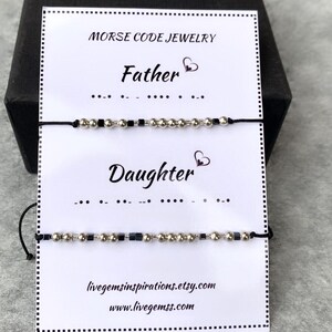 Father Daughter Bracelet, Custom Morse Code Mens Bracelet, Gift for Daughter, Father Daughter Morse Code Jewelry, I Love You Gift from Dad