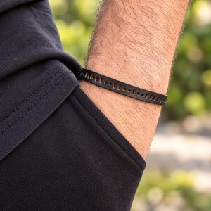 Custom Morse Code Leather Bracelet, Personalized Hidden Message Bracelet for Men, Anniversary Gift for Husband, Memorial Keepsake