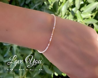 Custom Morse Code Bracelet for Women, Personalized Morse Code Jewelry, Hidden Message, Friendship Bracelet Secret Message, Love You Bracelet