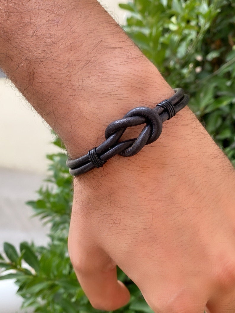 Men Leather Love Knot Bracelet Eternal Knot Bracelet Celtic Etsy