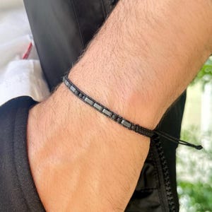 Personalized Morse Code Bracelet for Men: Onyx & Hematite Secret Message