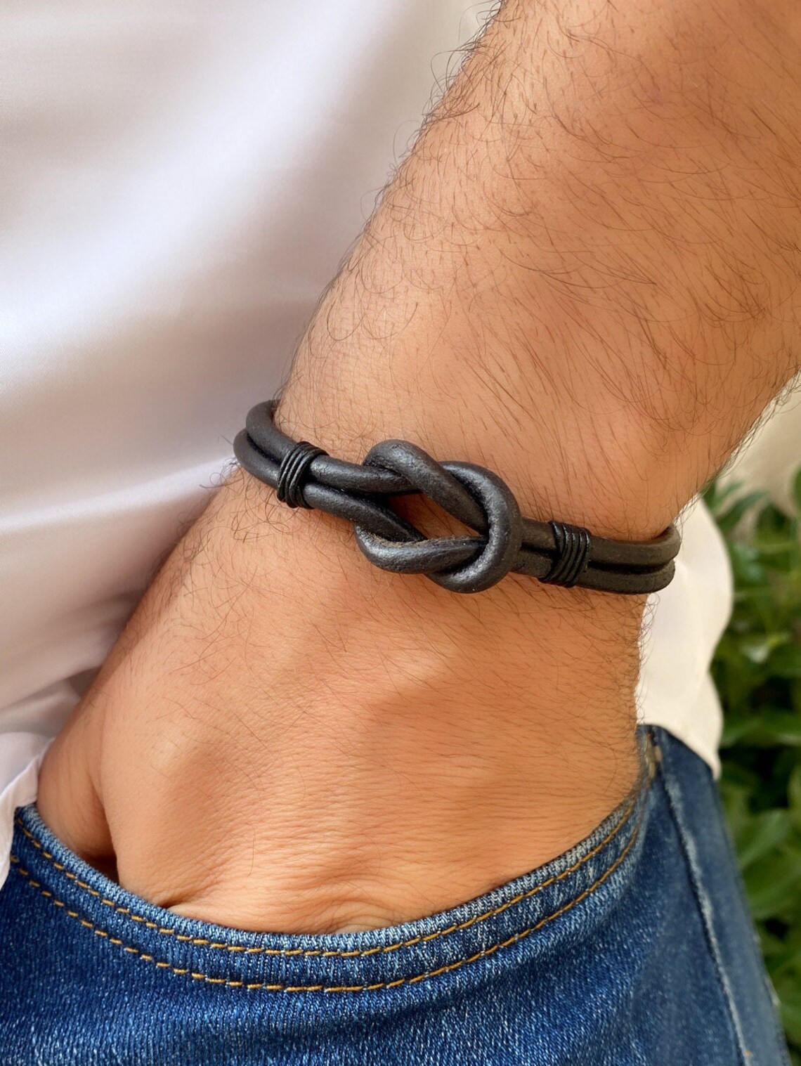 Men Leather Love Knot Bracelet Eternal Knot Bracelet Celtic Etsy