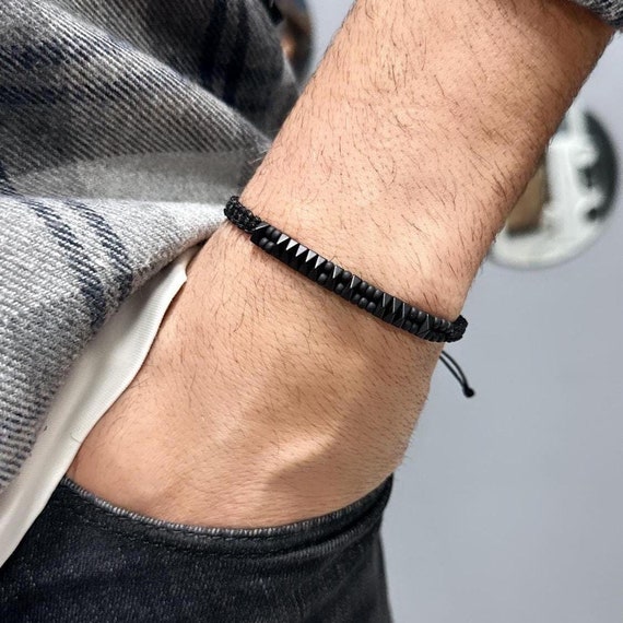 Morse Code Memorial Bracelet: Hematite Onyx Beads, Loss of a