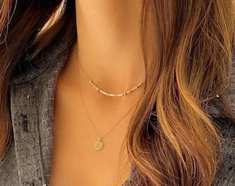Custom Morse Code Necklace: Dainty 14K Gold Filled or Silver Hidden Message