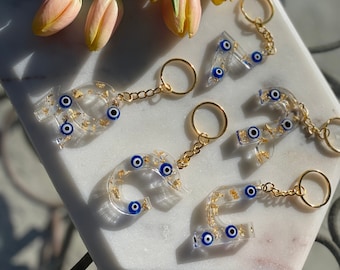 Evil Eye Armenian Initial Letter Resin Keychain