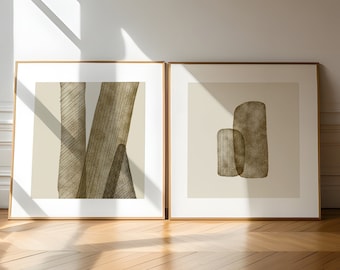 Square Japandi Wall Art, Minimalist Art Print for Modern Home, Abstract Downloadable Art, Gift for the Home, Beige Abstract Painting