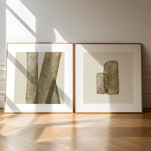 Arte murale Japandi quadrata, stampa artistica minimalista per la casa moderna, arte astratta scaricabile, regalo per la casa, dipinto astratto beige