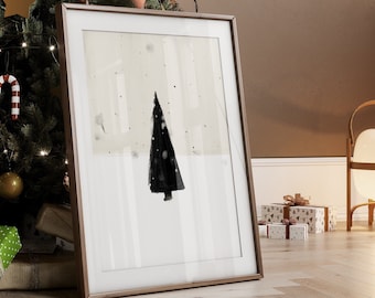 Christmas poster for living room, Printable Christmas wall art, Christmas tree print, Holiday wall art, Minimalist Christmas, Winter prints