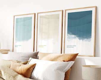 3 Piece Wall Art for Beach House, Coastal Gallery Wall Set, Modern Beach Art, Beach House Decor, Printable Art, Summer Colors