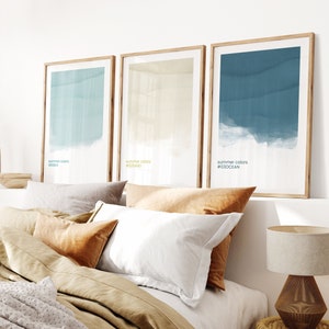 Arte de pared de 3 piezas para casa de playa, juego de galería de pared costera, arte de playa moderno, decoración de casa de playa, arte imprimible, colores de verano