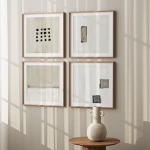 Arte murale quadrata Japandi, stampa d'arte minimalista digitale da scaricare, decorazione Japandi, set da parete per gallerie, arte murale Wabi Sabi