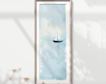 Long Narrow Wall Art for Beach House, Coastal Wall Decor, Nautical Minimalism, Vertical Art Print 12x36, Apartment Wall Decor, Printable