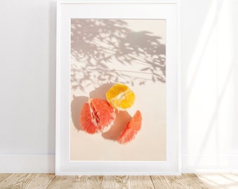 Citrus Kitchen Wall Art, Grapefruit Photo Poster, Orange Kitchen Art, Fruits, Minimalist Poster, Fine Art Photography, Fruits Kitchen Decor