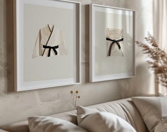Wabi sabi wall art for apartment decor, Japandi art Set of 2, Watercolor paintings, Downloadable prints, Bathroom art, Beige posters
