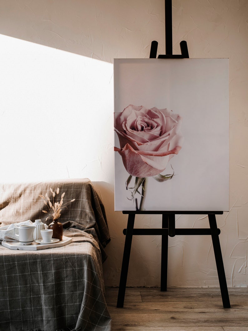 Blush Pink Rose Print, Romantic Wall Art, Rose Flower Printable Wall ...