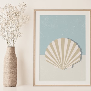 Coastal Shell Print, Retro Wall Decor, Vintage Design, Coastal Cottage Art, Unique Gifts Idea, Beach House Decor, Bohemian, Instant Download