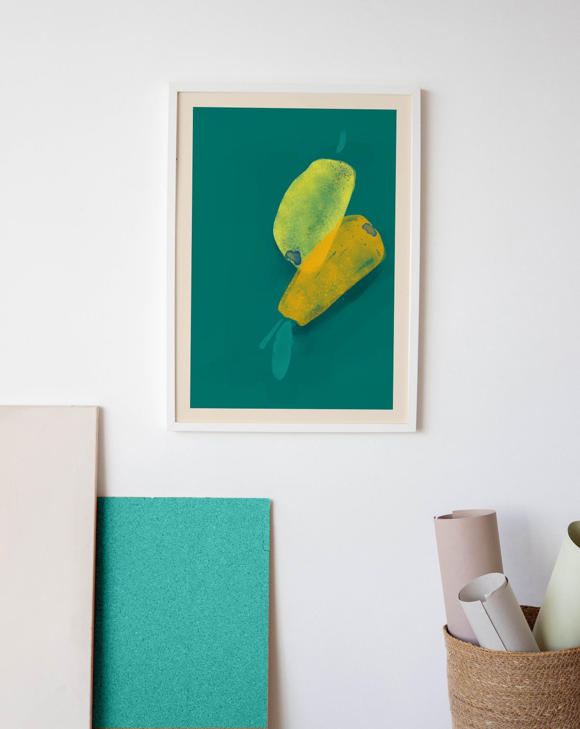 Bright Colorful Wall Art for Kitchen Fruit Art Print Yellow Etsy