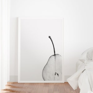 Gray Kitchen Wall Decor, Black and White Pear Pics, Simple Minimalist Wall Art, Pear Print, Fruit Digital Print, Monochrome Decor, Food Art image 7