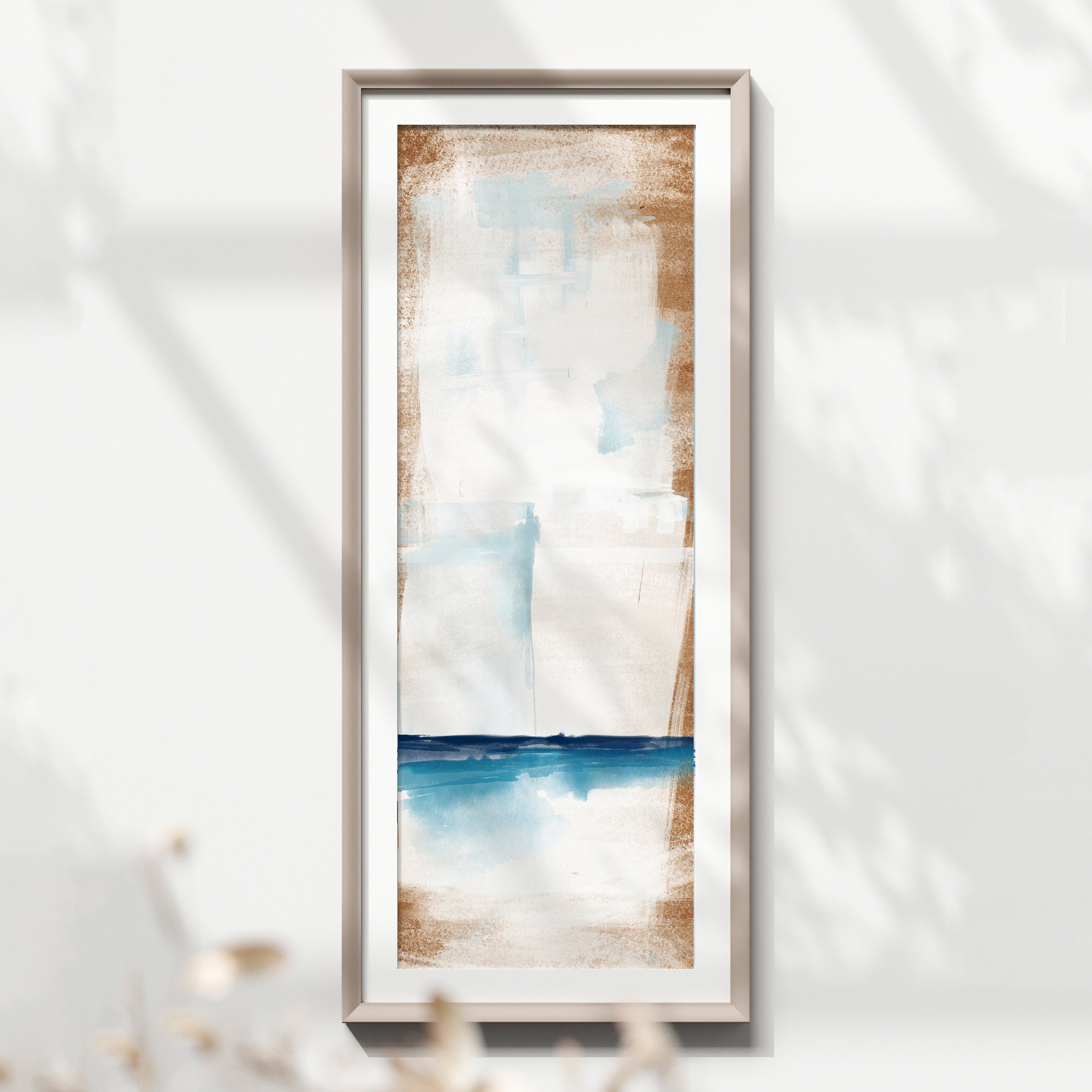 Coastal Wall Art for Dining Room, Long Narrow Wall Art, Abstract