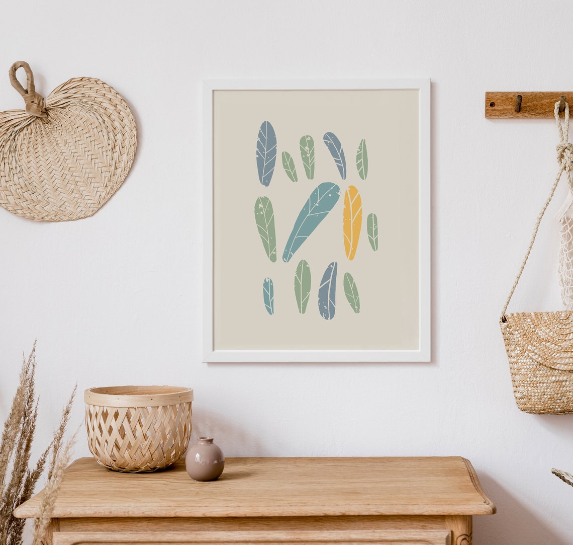 Downloadable Colorful Leaves Wall Art Floral Minimalist Etsy
