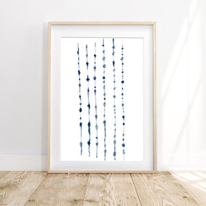 Boho Coastal Wall Decor, Abstract Watercolor Dots, Blue Boho Print, Minimalism Bathroom Art, Minimalist Printable Art, Dot, Instant Download