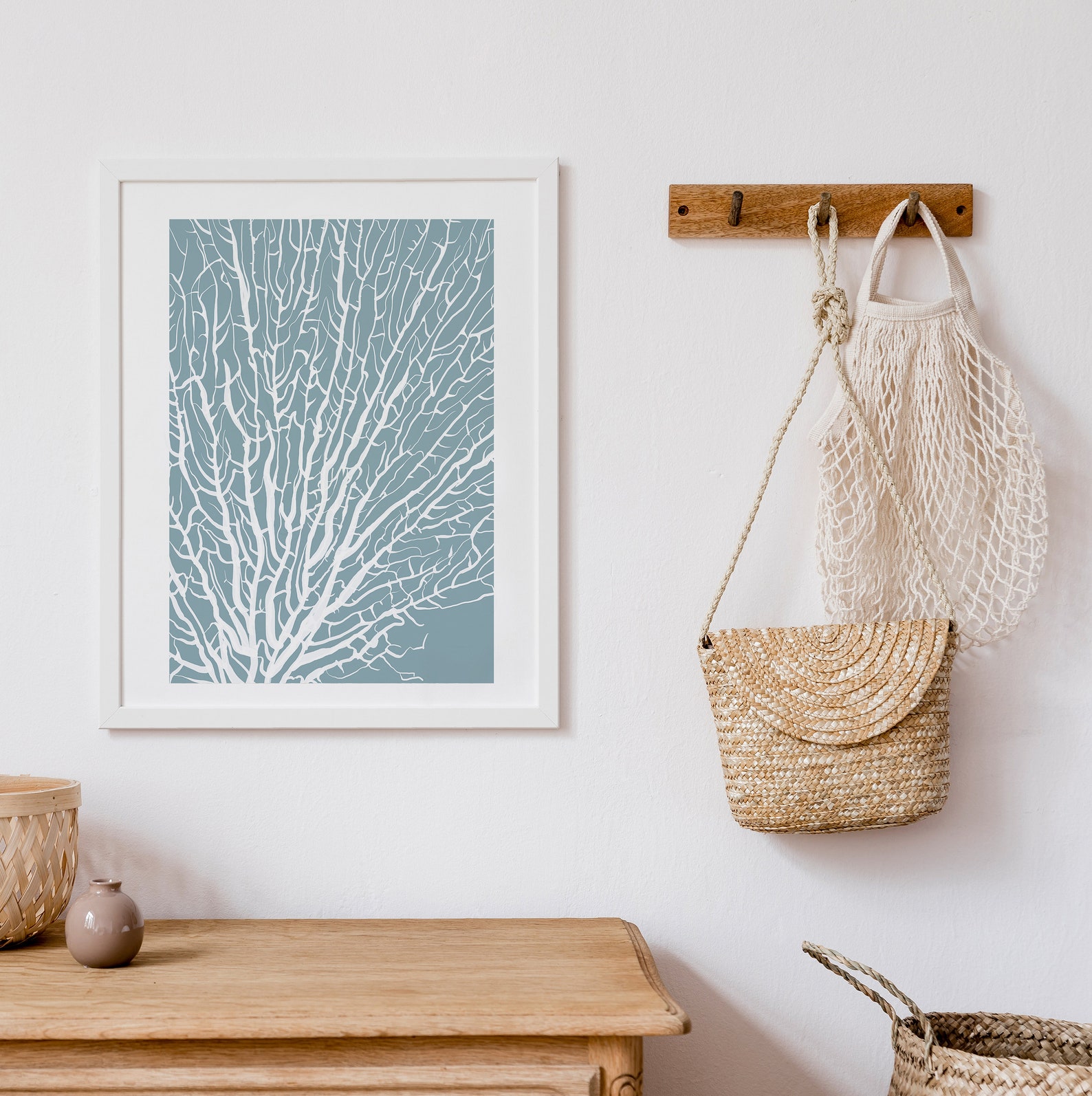 Coral Print Coral Wall Art Blue Coastal Wall Decor Beach | Etsy