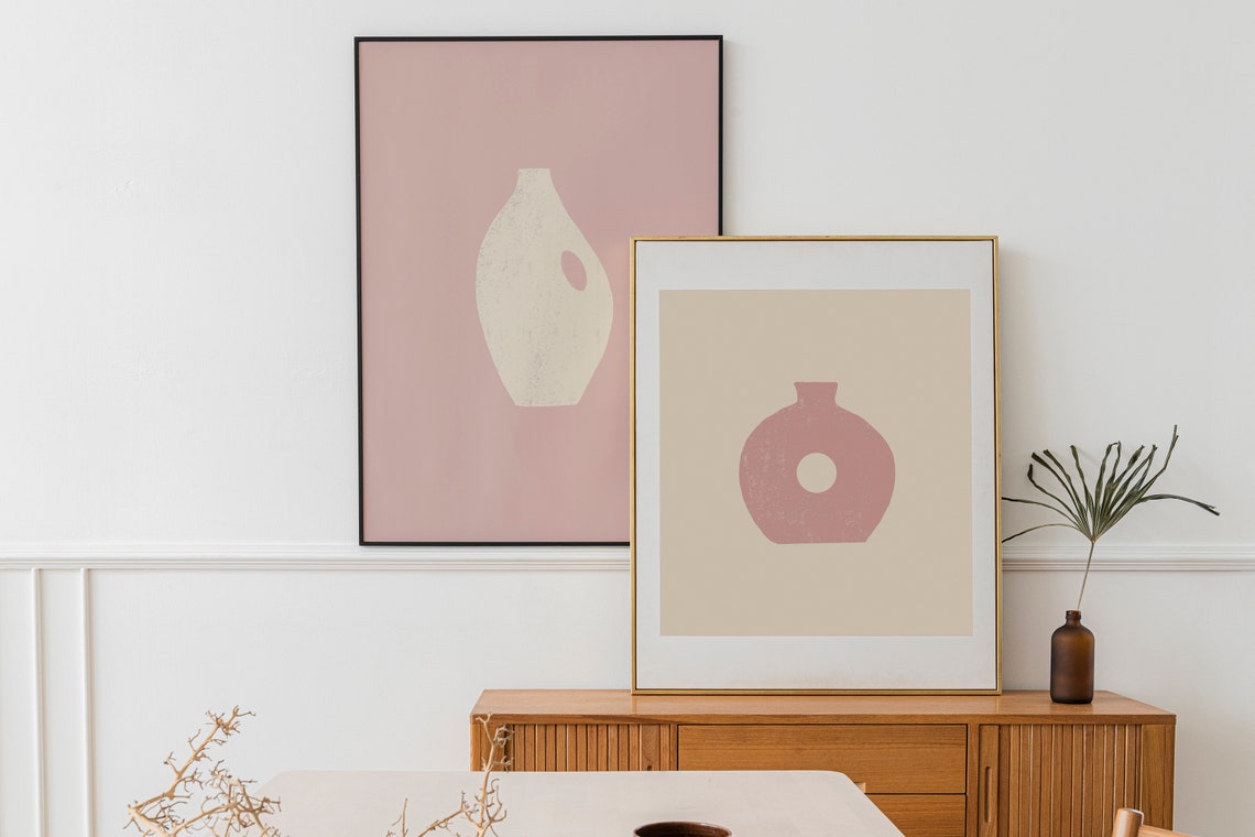 Pastel Pink Print Set Boho Printable Art 2 Piece Wall Art - Etsy