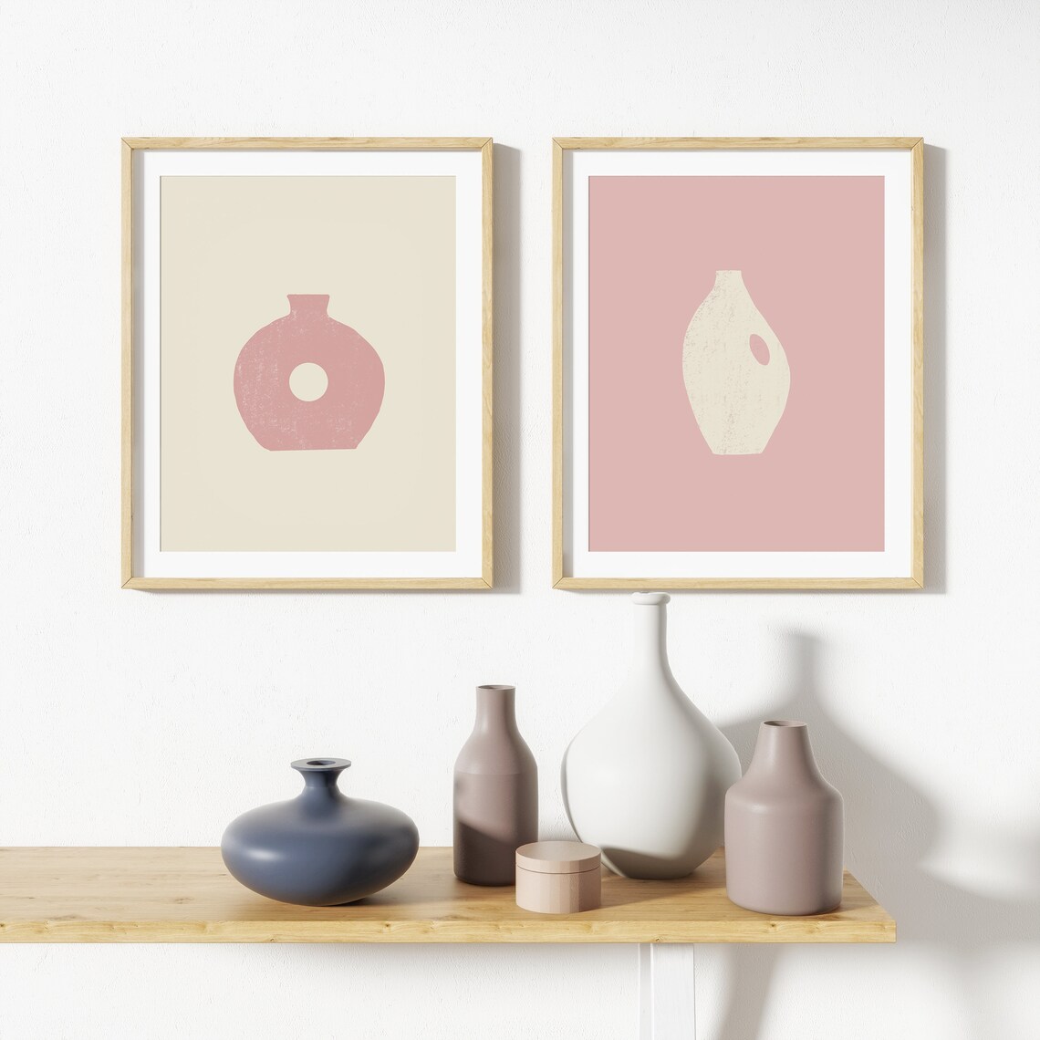 Pastel Pink Print Set Boho Printable Art 2 Piece Wall Art - Etsy