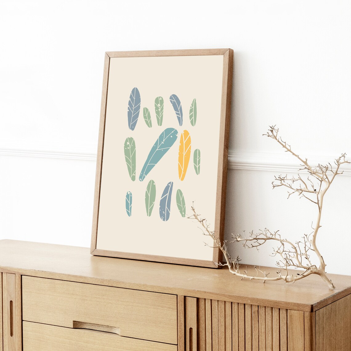 Downloadable Colorful Leaves Wall Art Floral Minimalist Etsy