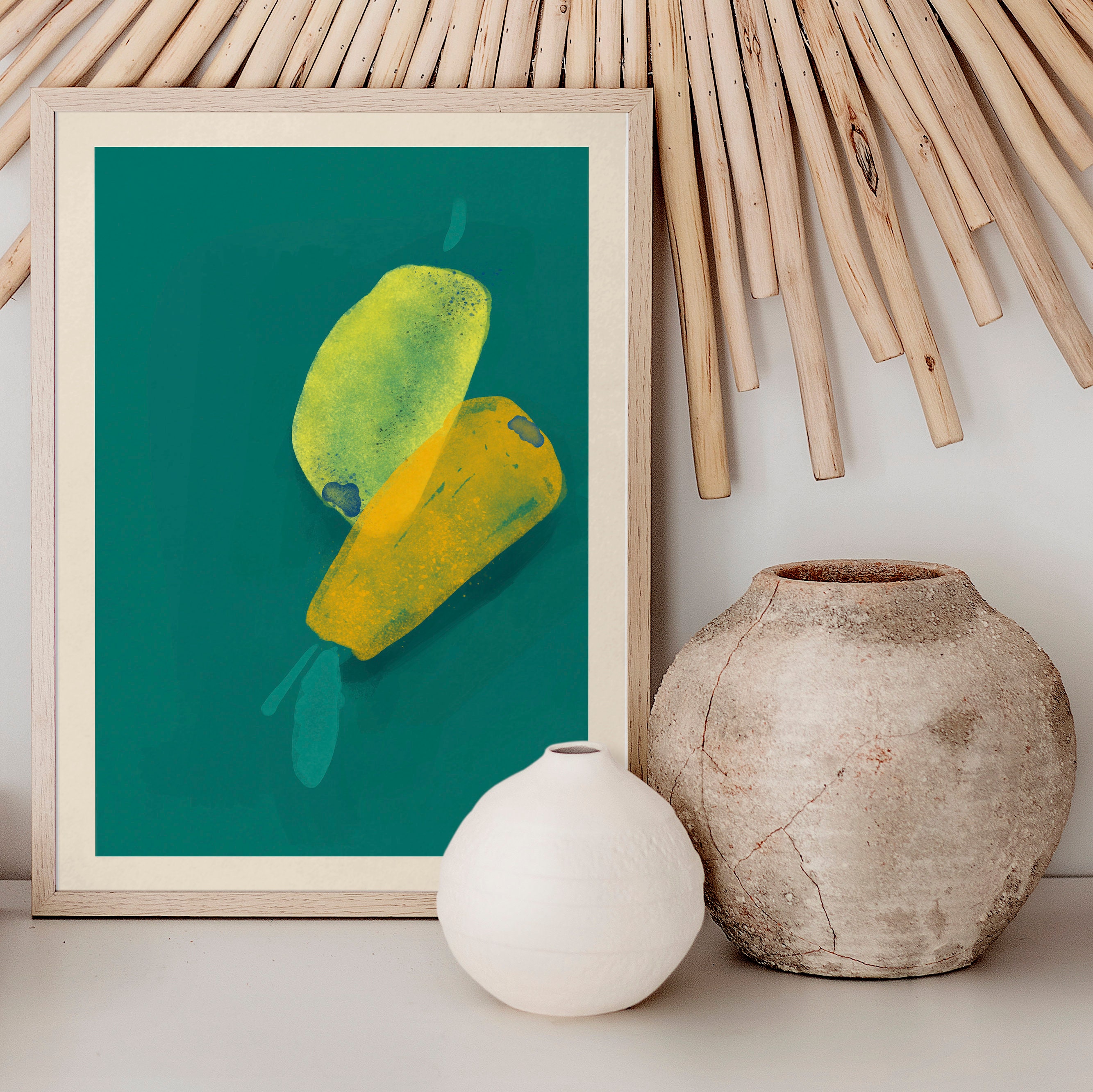 Bright Colorful Wall Art for Kitchen Fruit Art Print Yellow Etsy