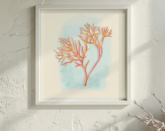 Beachy Wall Art for Beach House Decor, Square Prints, Apartment Wall Art, Ocean Poster, Downloadable Art Prints, Watercolor Paint
