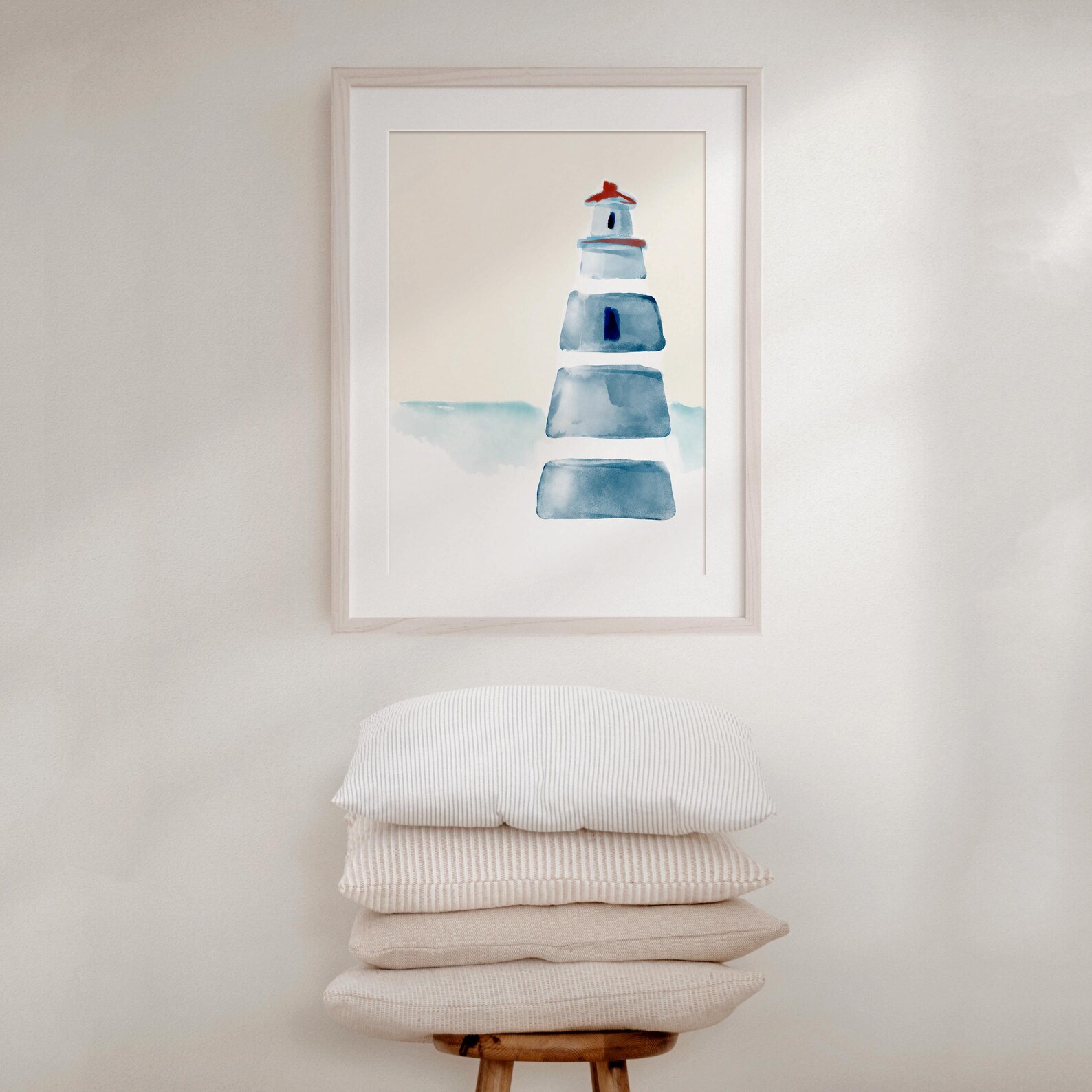 Beachy Wall Art Downloadable, Watercolor Lighthouse Painting for Summer ...