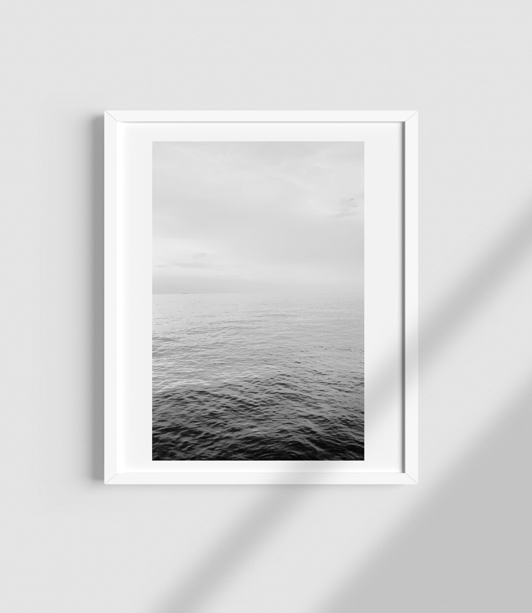 Ocean Wall Art, Gray Sea Print, Black and White Wall Art for Bedroom, Black White Photography