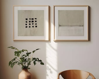 Für Susan Japandi inspiriertes quadratisches Wandkunstset, elegantes und minimalistisches Wohnkultur, perfektes Bürokunstwerk, Größe 60 x 60 cm