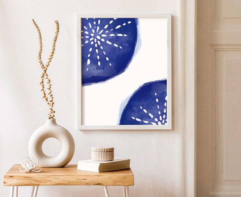 Navy Blue Abstract Wall Art Beach Boho Print Bedroom Decor - Etsy