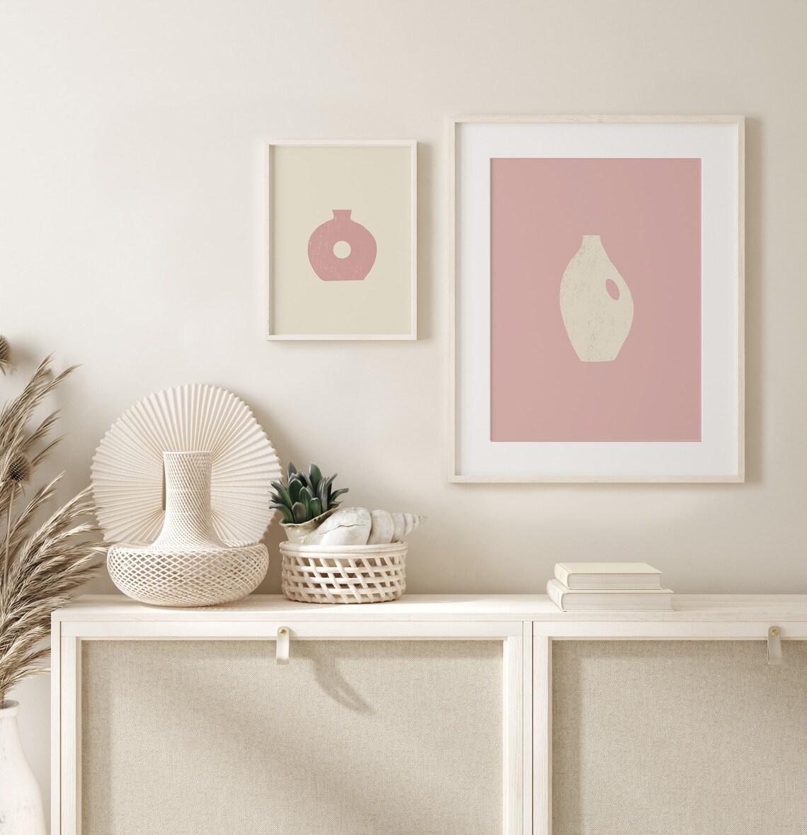 Pastel Pink Print Set Boho Printable Art 2 Piece Wall Art - Etsy