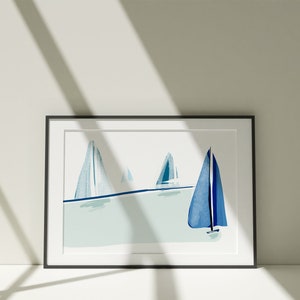 Sailboat Print, Sailing Poster, Sea Wall Art, Regatta Printable, Lake ...